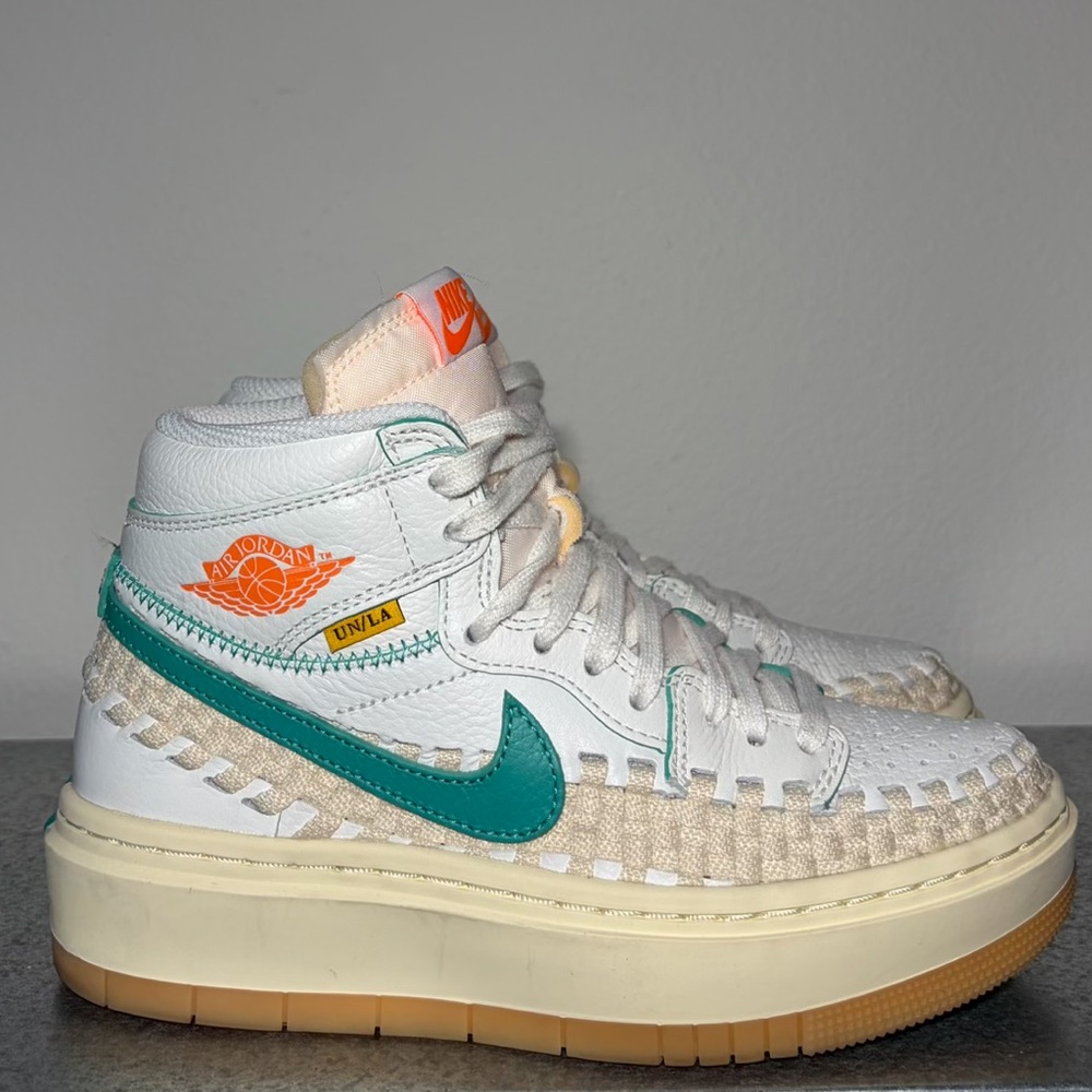 Jordan White Teal Orange High-Top Sneakers